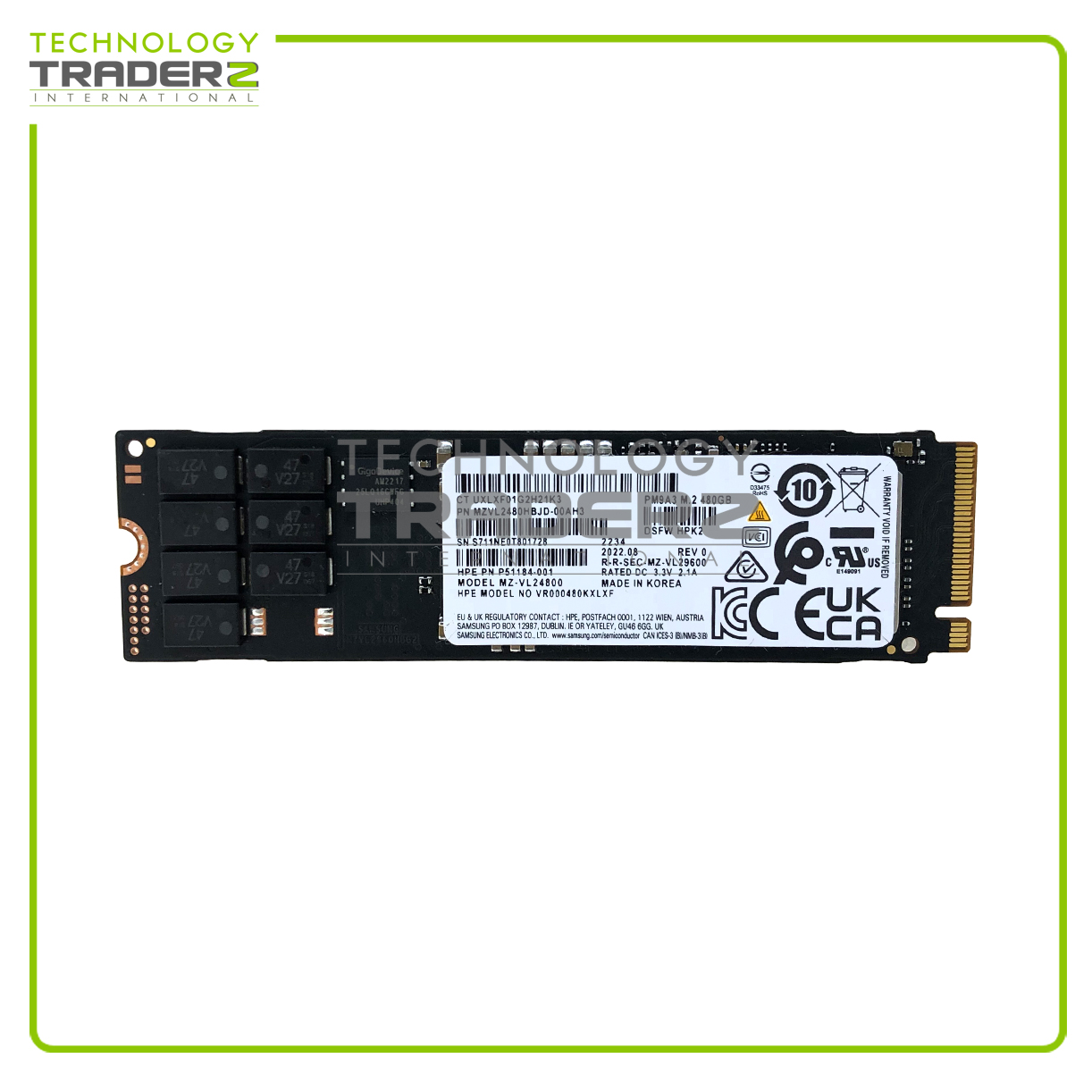 P40513-B21 HPE PM9A3 480GB NVMe RI M.2 22110 MV SSD P51184-001 MMZ